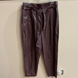 Blank NYC women’s faux leather high waisted ankle pants  super soft burgundy L